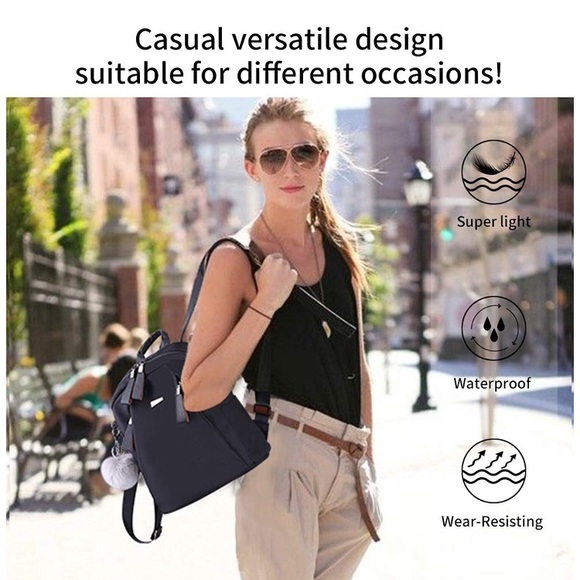 NWT Blk Anti Theft Waterproof Backpack Lady Purse - Picture 2 of 6